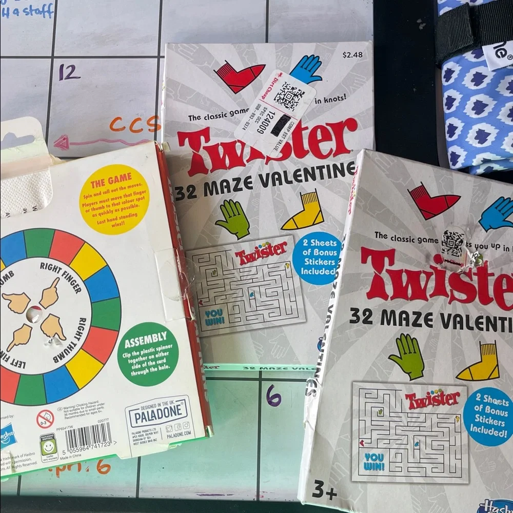 Hasbro Twister Maze Valentines with Bonus Stickers Party and Napkins